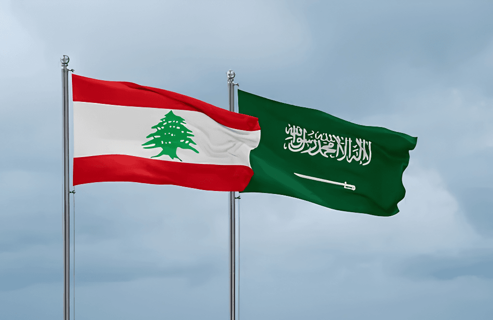 Lebanon and saudi flag